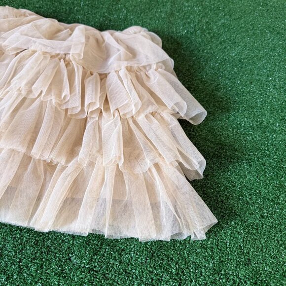 365 Kids A-Line Elastic Waist Multi-Tier Mesh Lined Beige Skirt Girl Size 10 NWT - Picture 8 of 10
